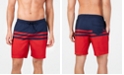 Club Room Men's Quick-Dry Performance Colorblocked Stripe 7" Swim Trunks, Created for Macy's 